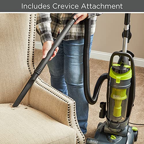 BLACK+DECKER Bagless Upright Vacuum Cleaner with Anti-Allergen HEPA Filer, Corded 1,200 Watt Motor & 5-Position Carpet Height Settings, Gray (BDXURV309G)