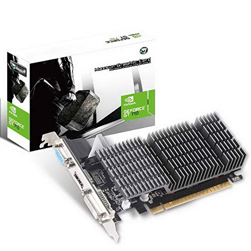 MAXSUN GEFORCE GT 710 2GB Low Profile Ready Small Form Factor Video Graphics Card GPU Support DirectX12 OpenGL4.5, Low Consumption, VGA, DVI-D, HDMI, HDCP, Silent Passive Fanless Cooling System