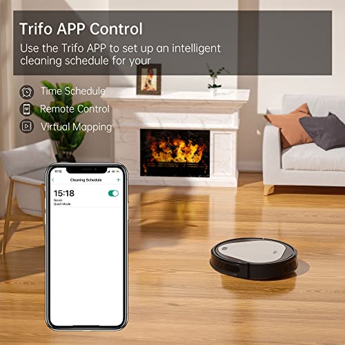 Trifo Robotic Vacuum Cleaner with 3000 Pa Super Cyclone Suction & Automatic Recharge & Up to 110 Mins Runtime, Compatible with Alexa & Google Assistant & 2.4GHZ WiFi, Perfect Home Cleaning Assistant