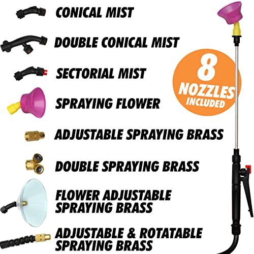 4.2 Gallon Battery Powered Backpack Sprayer - 8 Nozzles, 240ml Measuring Bottle, 100PSI Cutoff Pressure, Long Battery Life, Wide Mouth, High-Pressure Spray Hose, Trigger Lock, Pressure Knob Controller