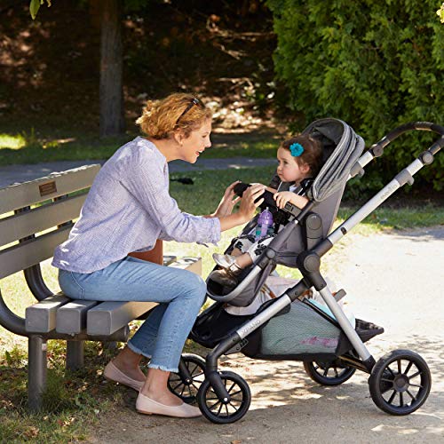 Evenflo Pivot Xpand Modular Stroller, Baby Stroller, Converts to Double Stroller, 4 Modes, Durable Construction, Extra-Large Storage Basket, Compact Folding Design, 55-lb Capacity, Stallion Black
