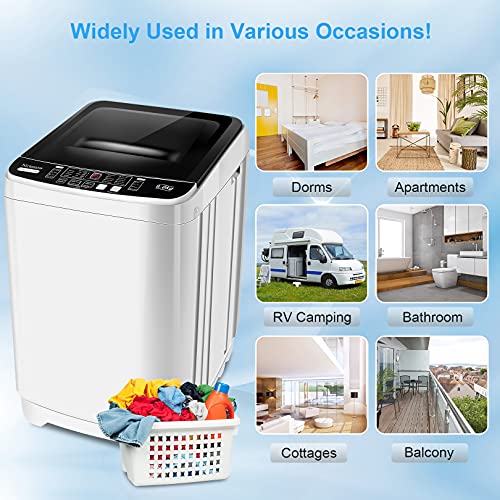Washing Machine Nictemaw Portable Washer 1.73 Cu.ft/17.6Lbs Capacity Full-Automatic Compact Laundry Washer With Drain Pump, 10 programs Selections with LED Display Ideal for Home/Apartments/Dorms/RV