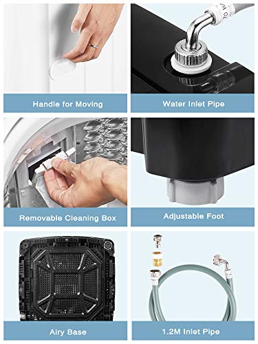 ke- Full Automatic Washing Machine, 1.5Cu.Ft 11lbs Capacity Portable Machine, 8 Programs 10 Water Levels Energy Saving Top Load Washer for Apartment Dorm