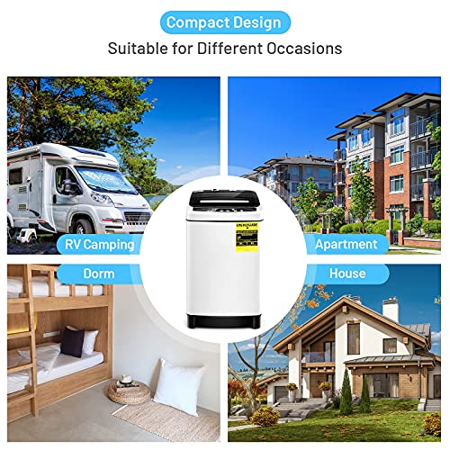 COSTWAY Portable Washing Machine, 11Lbs Capacity Full-automatic Washer with 8 Wash Programs, LED Display, 10 Water Levels, Compact Laundry Washer and Dryer Combo for Apartment, Dorm (White)