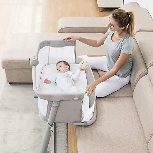 Baby Bassinet,RONBEI Bedside Sleeper Baby Bed Cribs,Baby Bed to Bed, Newborn Baby Crib,Adjustable Portable Bed for Infant/Baby Boy/Baby Girl (Bassinet)