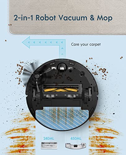 yeedi vac max Robot Vacuum and Mop, 3000Pa Suction Power, Carpet Detection,Visual Mapping and Navigation, Editable Home Map,Virtual Boundary, 200mins Runtime, Self-Empty Station Compatible