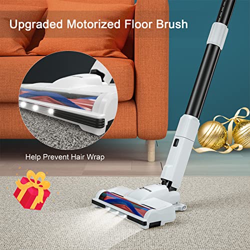 NEQUARE Cordless Vacuum Cleaner, Stick Vacuum Cleaner with 280W 25Kpa Powerful Suction 40min Runtime, 2200mAh Battery 4 in 1 Lightweight Handheld Vacuum for Car Pet Hair Carpet Hard Floor S25