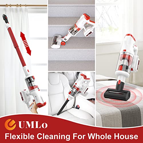 UMLo Cordless Vacuum Cleaner with LED Dsiplay, Up to 60min Runtime, 265W 25Kpa Suction Stick Vacuum, 4000mAh Rechargeable Battery Vacuum, 8 in 1 Lightweight Vacuum for Pet Hair Carpet Hard Floor,V111