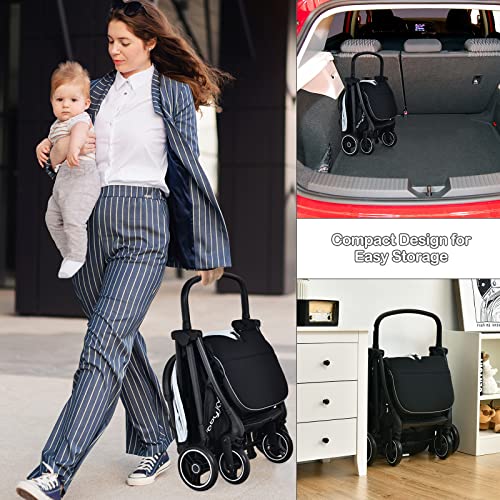 BABY JOY Lightweight Baby Stroller, Compact Travel Stroller for Airplane, Toddler Pushchair Infant Stroller w/Adjustable Backrest & Canopy, Storage Basket, Easy One-Hand Fold, Aluminium Frame (Gray)