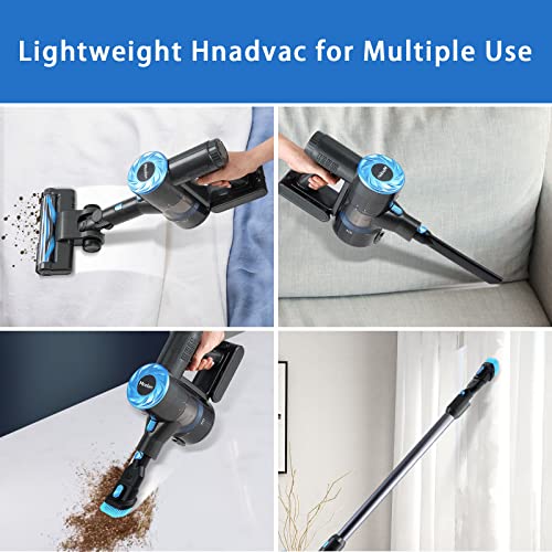 Moolan Cordless Vacuum Cleaner, 23KPa 6-in-1 Stick Vacuum Cleaner with 2200 m-A-h Battery, Up to 45 Mins Runtime, Powerful Suction with Lightweight Vacuum Cleaner,for Hard Floor Carpet Pet Hair