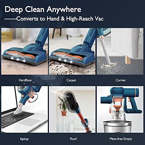 Cordless Vacuum Cleaner - ORFELD 28000Pa Powerful Suction Stick Vacuum with LED Display,Rechargeable,5 in 1 Self-Standing 40 Mins Runtime,3 Cleaning Modes,for Carpet Hard Floor Pet Hair,B08