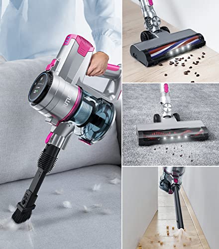 BuTure Cordless Vacuum Cleaner 400W 33Kpa Vaccumm-Cordless Carpet and Hard Floor Stick Vaccum with LED Touch Screen Detachable Battery 55 Min Runtime Household Lightweight for Home Pet Hair