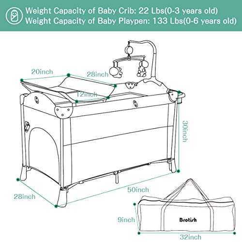 Lovinouse 5 in 1 Baby Bassinet Bedside Sleeper with Wheels, Babies Bed Side Crib with Mattress and Diaper Changing Pad, Hanging Toys, Portable Travel Crib for Girl Boy Infant Newborn