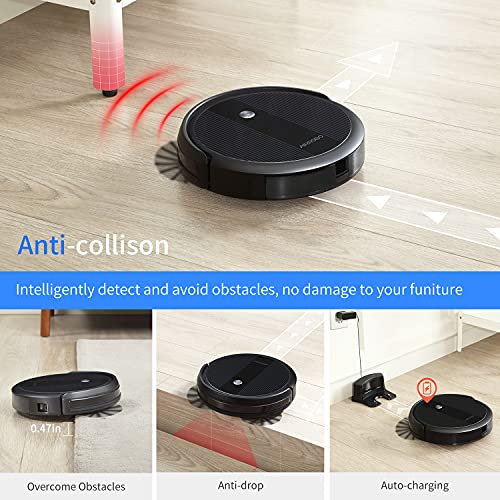 Robot Vacuum Cleaner, 2600Pa Strong Suction Power Robotic Vacuums, WiFi Connected, App Control, Works with Alexa and Google Home, Self Charging, Ideal for Hard Floor, Carpet, Pet Hair, AIRROBO P10