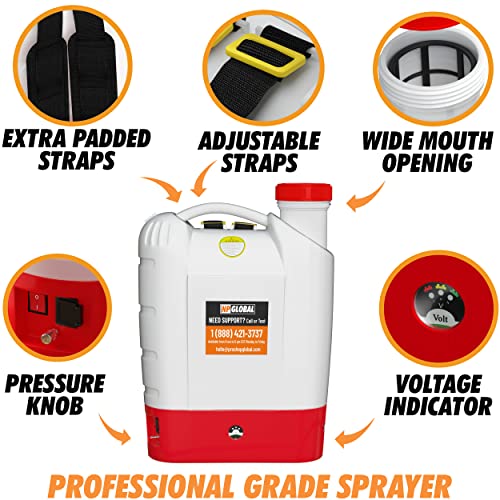 4.2 Gallon Battery Powered Backpack Sprayer - 8 Nozzles, 240ml Measuring Bottle, 100PSI Cutoff Pressure, Long Battery Life, Wide Mouth, High-Pressure Spray Hose, Trigger Lock, Pressure Knob Controller