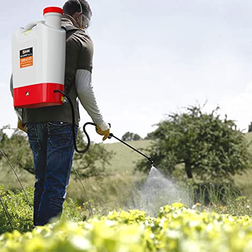 4.2 Gallon Battery Powered Backpack Sprayer - 8 Nozzles, 240ml Measuring Bottle, 100PSI Cutoff Pressure, Long Battery Life, Wide Mouth, High-Pressure Spray Hose, Trigger Lock, Pressure Knob Controller