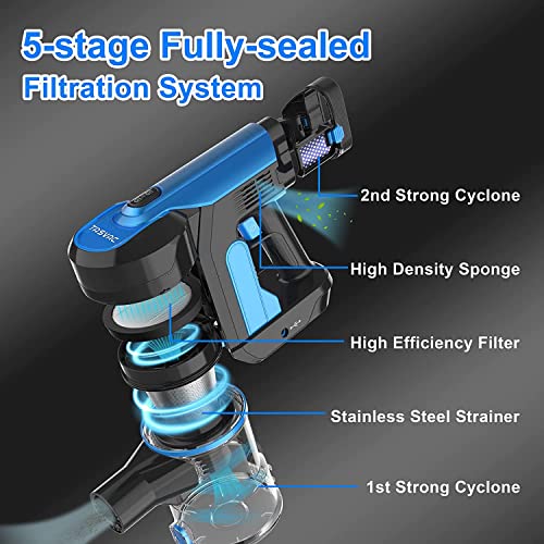 Cordless Vacuum Cleaner with LED Dsiplay, Up to 50min Runtime, 265W 25Kpa Suction Stick Vacuum, 2400mAh Rechargeable Battery Vacuum, 6 in 1 Lightweight Vacuum for Pet Hair Carpet Hard Floor