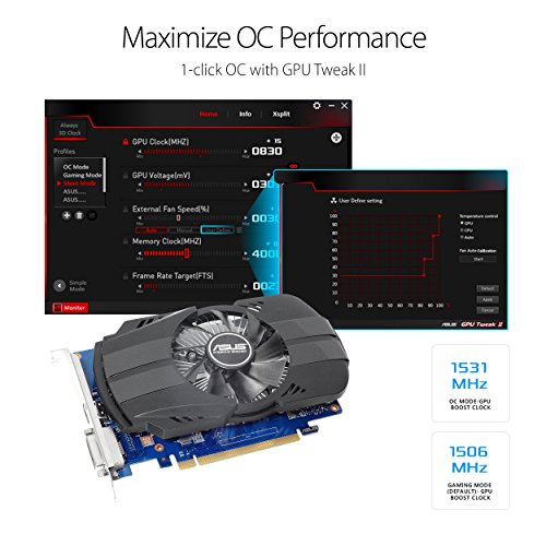 Asus PH-GT1030-O2G GeForce GT 1030 2GB Phoenix Fan OC Edition HDMI DVI Graphics Card