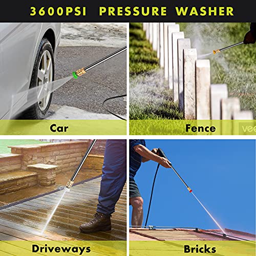 Papaco Electric Pressure Washer Max 3600 PSI 2.4 GPM, 1800W Electric Water Pressure Washer Professional Car Washer Cleaner Machine with Brass Hose Connector for Home Car