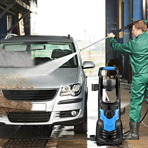WHOLESUN 3000PSI Pressure Washer, 1900W High Power Washer 2.6 GPM Powerful Machine with Hose Reel, Self Assembled, Rotatable Iron Spray Lance for Patio, Garden, and Car Cleaning(Blue)