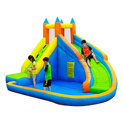 Doctor Dolphin Inflatable Water Slide ,Long Slides for Kids Backyard with Climbing Wall,Kids Bounce House with Slide,Inflatable Water Park with Plash Pool for Outdoor