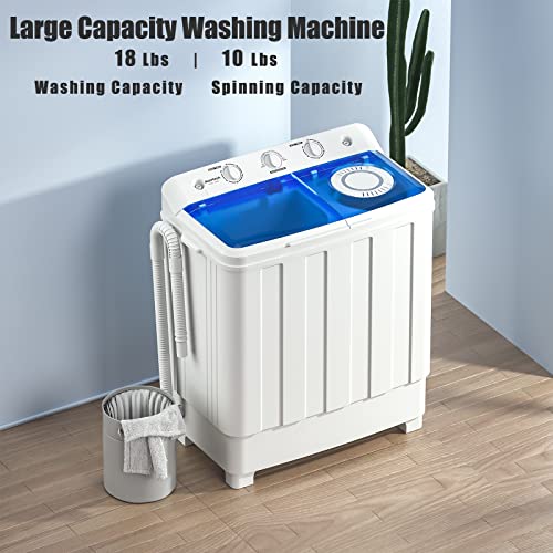 Auertech Portable Washing Machine, 28lbs Mini Twin Tub Washer Compact Laundry Machine with drain dump, Time Control, Semi-automatic 18lbs Washer 10lbs Spinner for Dorms, Apartments, RVs (28 lbs)