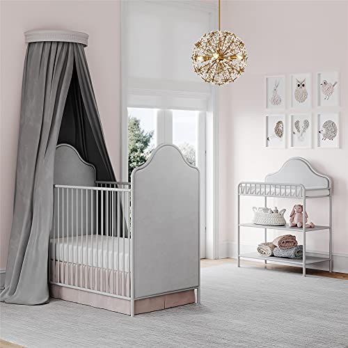 Little Seeds Piper Upholstered Convertible Metal Crib, Nursery Furniture, Dove Gray
