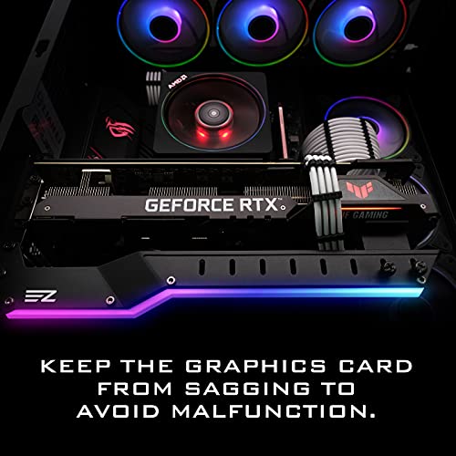 EZDIY-FAB GPU Holder Brace Graphics Card GPU Support Video Card Holder Bracket with 5V 3 Pin ARGB LED, Video Card Sag Holder/Holster Bracket Support RX6700,RTX3090- 309EZ-Black