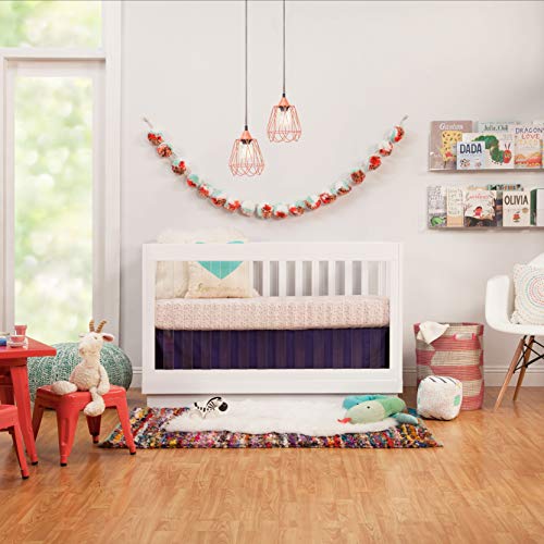 Babyletto Harlow Acrylic 3-in-1 Convertible Crib with Toddler Bed Conversion Kit in White with Acrylic Slats, Greenguard Gold Certified