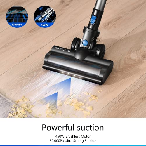 Proscenic P11 Smart Cordless Vacuum Cleaner, Up to 60mins Runtime, Handheld Vacuum with 30KPA Strong Suction Power, Smart App Integration, Detachable Battery, for Home, Carpet, Hard Floor, Pet Hair