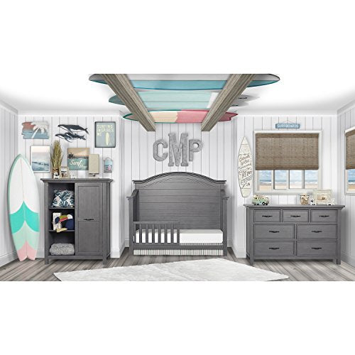 Evolur Belmar Curve 5-in-1 Convertible Crib in Rustic Grey