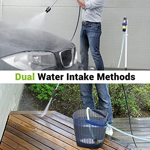 Rock&Rocker Powerful Electric Pressure Washer, 3500PSI Max 2.6 GPM Power Washer with Hose Reel, 4 Quick Connect Nozzles, Soap Tank, IPX5 Car Wash Machine /Car/Driveway/Patio Clean, Green