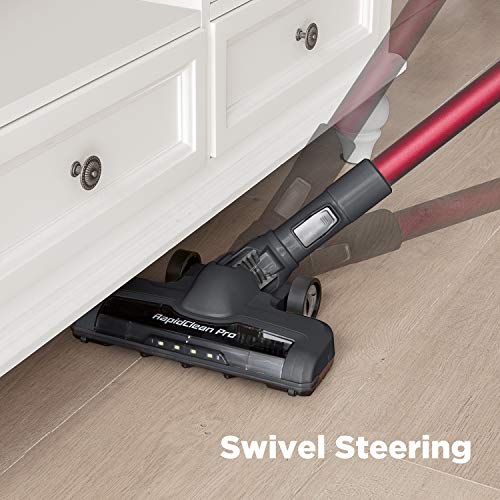 Eureka RapidClean Pro LED Headlights, Efficient Cleaning with Powerful Motor Lightweight Cordless Vacuum Cleaner, Convenient Stick and Handheld Vac, Red
