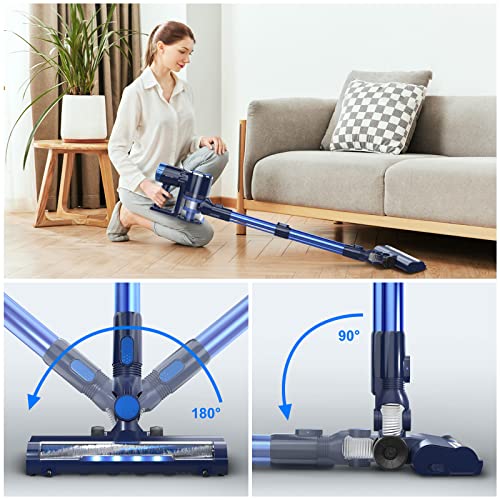 PRETTYCARE Cordless Vacuum Cleaner with LED Touch Display, 4 in 1 Stick Vacuum 35 Mins Runtime & Ultra-Quiet & Detachable Battery Lightweight Vacuum for Home Hardwood Floor Carpet Pet Cleaning W300