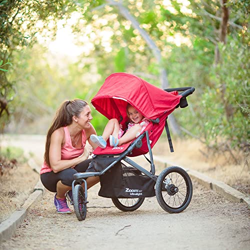 Joovy Zoom 360 Ultralight Jogging Stroller, Large Canopy, Lightweight Jogger, Extra Large Air Filled Tires, Red