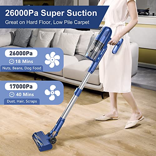 Cordless Vacuum Cleaner Upgraded 26KPA Powerful Suction, 6-in-1 Stick Vacuum Brushless Motor 40 Mins Runtime&LED Display, Cordless Vacuum Cleaner Pet Hair for Hardwood Floor Carpet P1 PRETTYCARE
