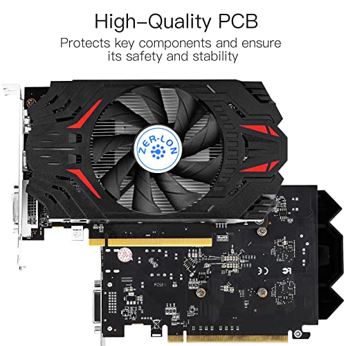 ZER-LON AMD Radeon RX 550 Graphics Card, 4GB 128-Bit GDDR5 PCI Express 3.0 x 8, DP/HDMI/DVI-D Tri-Ports, 4K Output, DirectX 12, OpenGL 4.5, Desktop Gaming Video Card, PC Computer GPU