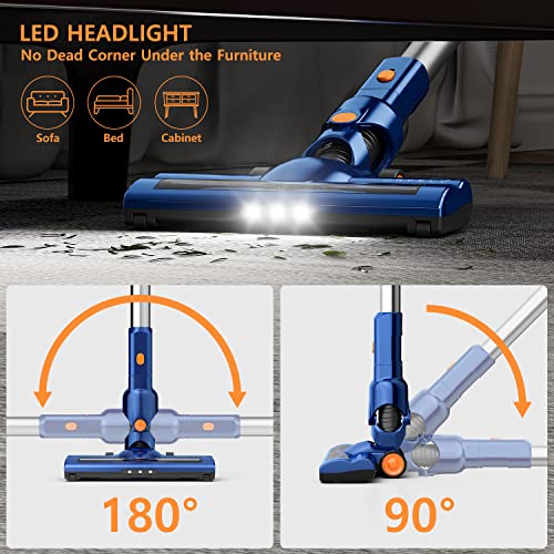 Cordless Vacuum Cleaner - ORFELD Upgraded 22000Pa Powerful Stick Vacuum with 50Mins Runtime, 4 in 1 Lightweight Cordless Vacuum for Hardwood Floor Carpet Pet Hair