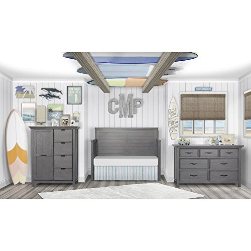 Evolur Belmar Flat 5-in-1 Convertible Crib in Rustic Grey, Greenguard Gold Certified