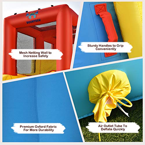 BOUNTECH Inflatable Water Slide, 7 in 1 Double Long Slide Giant Water Park with Climbing Wall, Swimming Pool, Basketball Rim, Water Gun, Water Slides Inflatables for Kids and Adults Outdoor Backyard