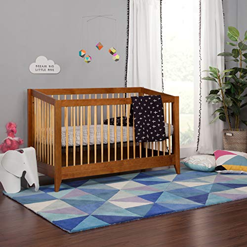 Babyletto Sprout 4-in-1 Convertible Crib with Toddler Bed Conversion Kit in Chestnut and Natural, Greenguard Gold Certified