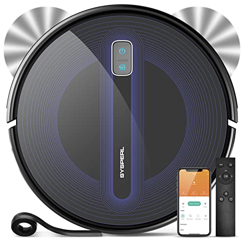 SYSPERL Robot Vacuum Cleaner,2600Pa Strong Suction Power Robotic Vacuums,Works with Alexa Remote WiFi App,Self-Charge Robotic Vacuum Cleaner,Robot Vacuum for Pet Hair,Medium-Pile Carpet, Hard Floor