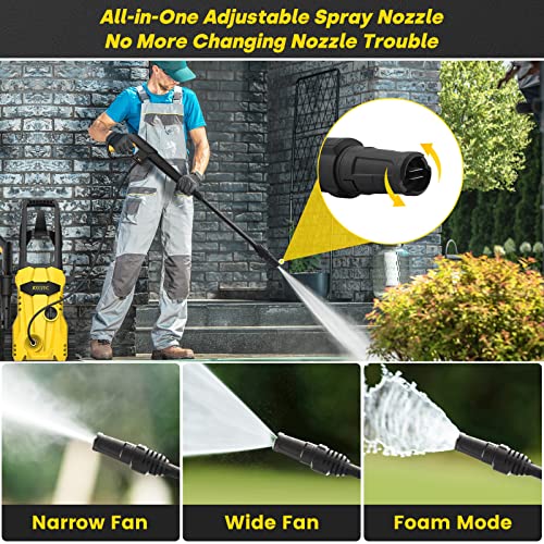 3000 PSI Electric Pressure Washer 2.4GPM 1600W High Power Washer Portable Car Pressure Washer Machine with Spray Gun Pressure Hose and Adjustable Spray Nozzles for Cleaning Car Home Driveway Garden