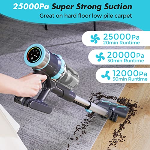 Belife Cordless Vacuum Cleaner, Stick Vacuum with 25Kpa Powerful Suction, 380W Brushless Motor, Up to 50mins Runtime, LED Display, 6 in 1 Lightweight Handheld Vacuum for Hard Floor Carpet Car Pet Hair