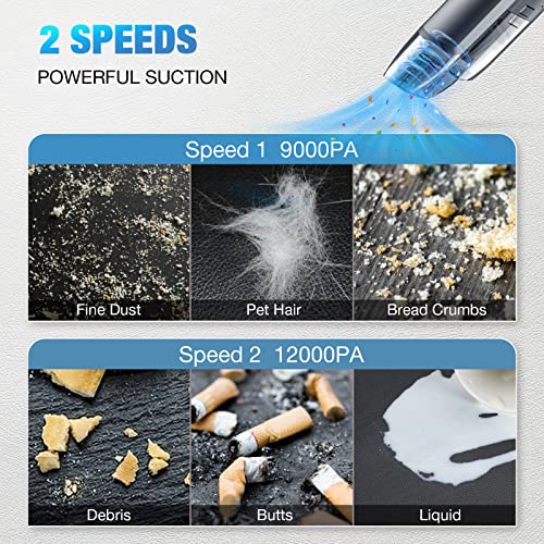 Cordless Handheld Vacuum Cleaner, 12kpa Portable Vacuum Handheld Cleaner with 2600mah Battery & USB-C Charging, Lightweight Wireless Vacuum Cleaner Handheld for Home Car Office Pet Hair Dust Cleaning