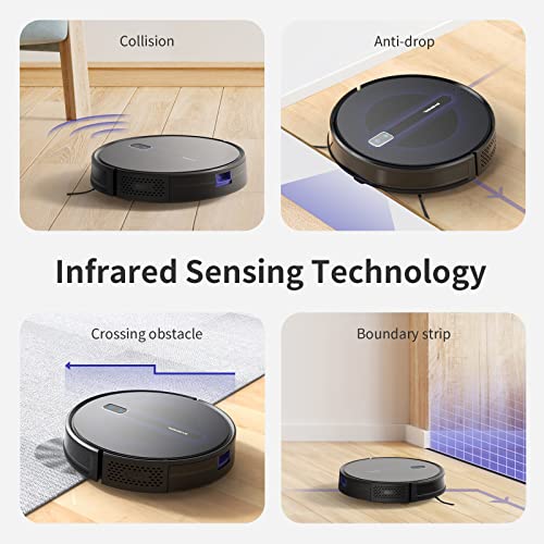 SYSPERL Robot Vacuum Cleaner,2600Pa Strong Suction Power Robotic Vacuums,Works with Alexa Remote WiFi App,Self-Charge Robotic Vacuum Cleaner,Robot Vacuum for Pet Hair,Medium-Pile Carpet, Hard Floor