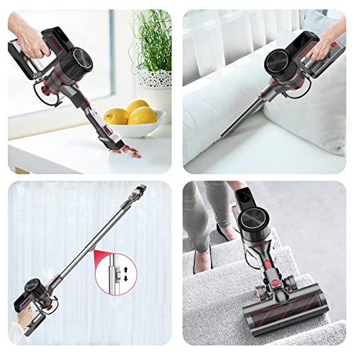 Cordless Vacuum Cleaner, 300W Brushless Motor with 26Kpa Powerful Suction Stick Vacuum, Up to 45Mins Max Runtime Detachable Battery