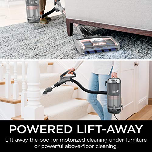 Shark AZ2002 Vertex Powered Lift-Away Upright Vacuum with DuoClean PowerFins, Self-Cleaning Brushroll, Large Dust Cup, Pet Crevice Tool, Dusting Brush & Self-Cleaning Pet Power Brush, Silver/Rose Gold
