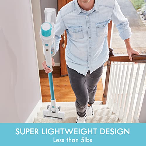 Kenmore DS4065 Cordless Stick Vacuum Lightweight Cleaner 2-Speed Power Suction LED Headlight 2-in-1 Handheld for Hardwood Floor, Carpet & Dog Hair, Blue