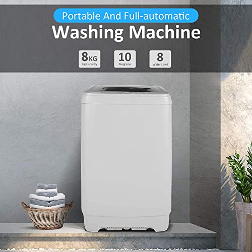 Washing Machine Nictemaw Portable Washer 1.73 Cu.ft/17.6Lbs Capacity Full-Automatic Compact Laundry Washer With Drain Pump, 10 programs Selections with LED Display Ideal for Home/Apartments/Dorms/RV